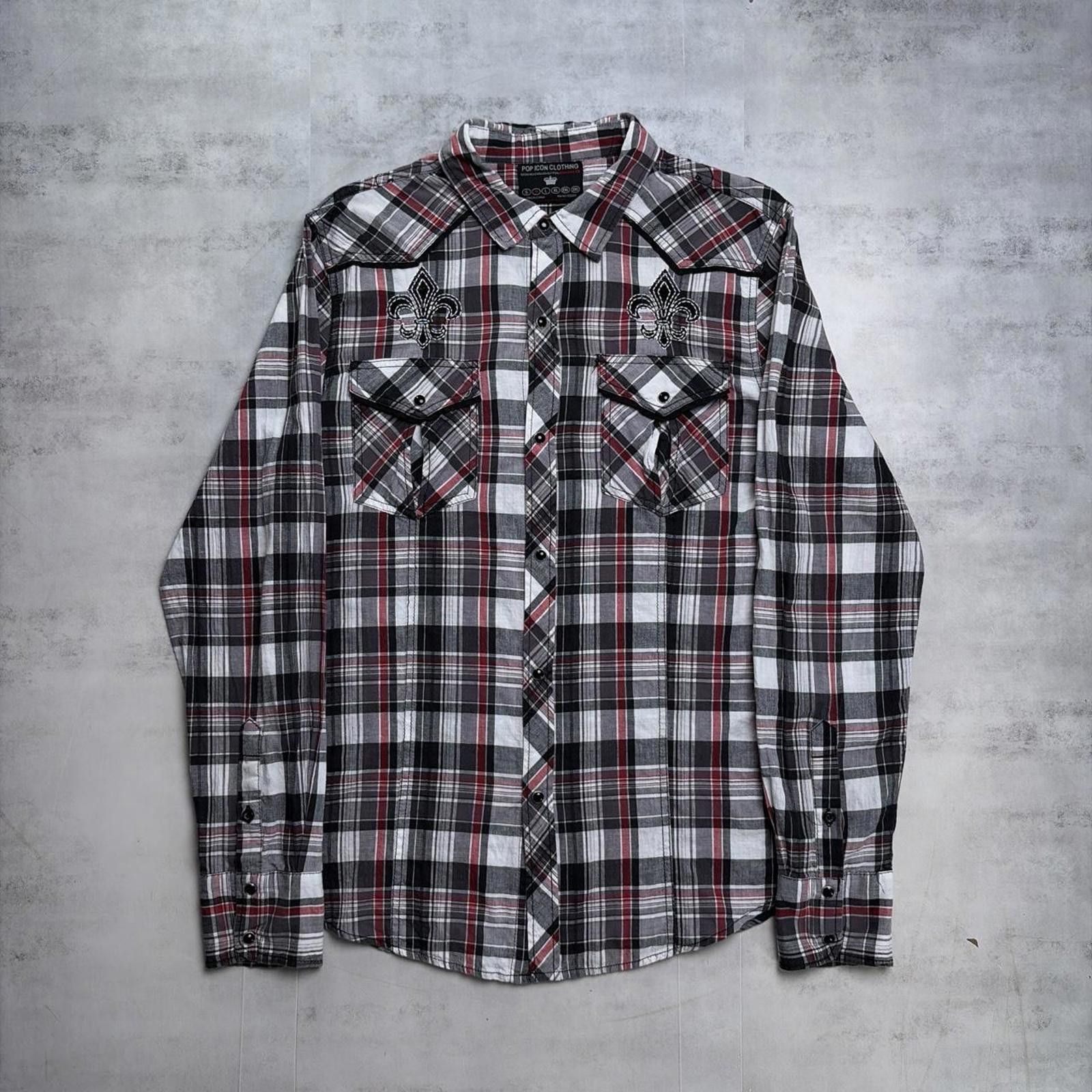 Affliction Y2K Affliction Style Plaid Cross Long Sleeve Button Up Shirt Size US M / EU 48-50 / 2 - 1 Thumbnail