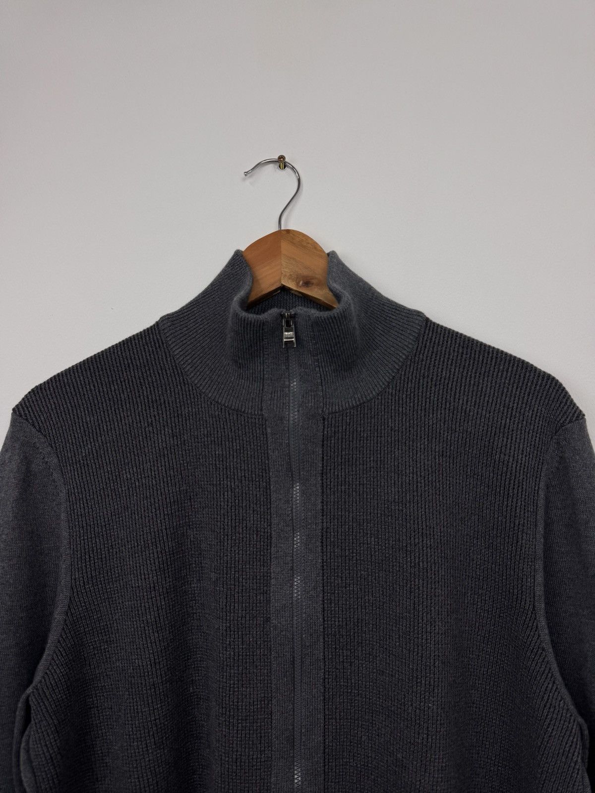 Hugo Boss Hugo Boss Men Knitted Zip-Up Sweater Gray Size M Size US M / EU 48-50 / 2 - 5 Thumbnail