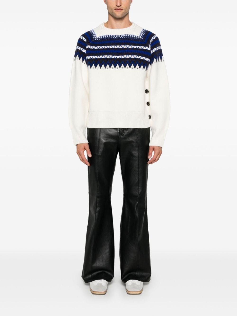 Wales Bonner o1mle0825 Unisex Mist Fair Isle Jumper in Multicolor Size US L / EU 52-54 / 3 - 4 Thumbnail