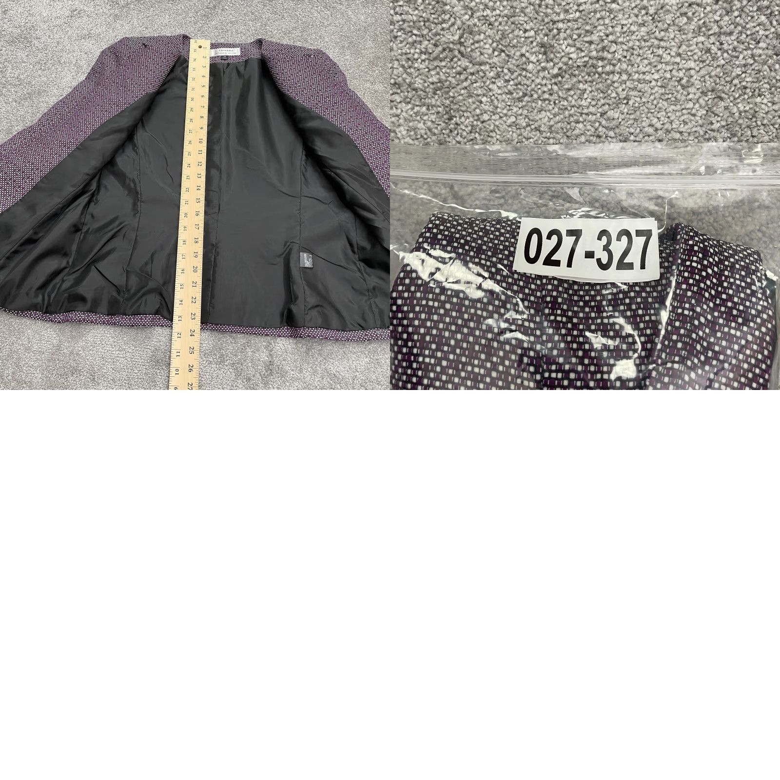 Vintage Tahari Blazer Open Coat Womens 10 Purple Geometric Lined - Tahari Arthur S. Levine Open Coat Blazer Womens 10 Purple Geometric Lined Work Size L / US 10 / IT 46 - 9 Thumbnail