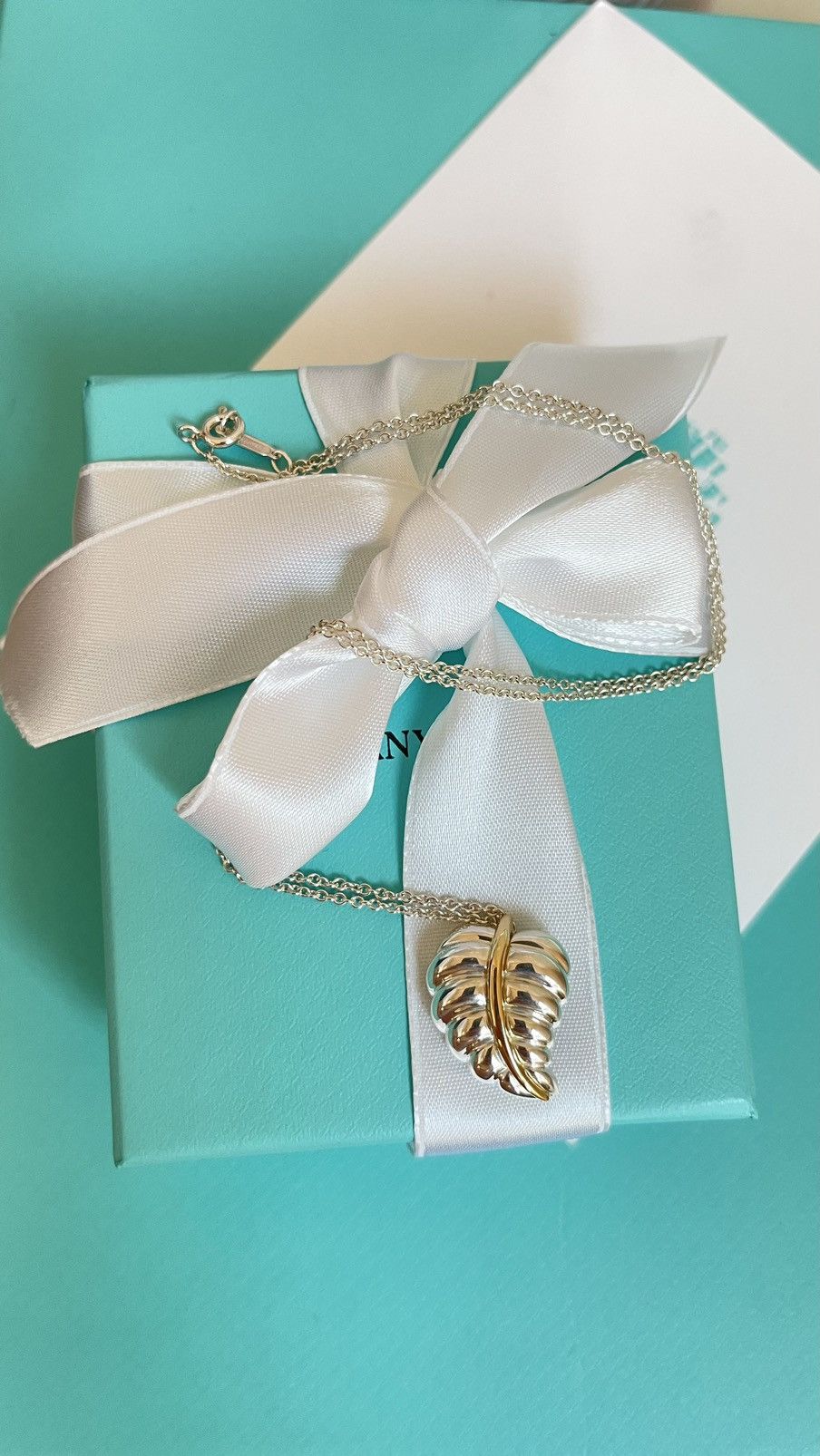 Tiffany & Co. Tiffany & Co leaf pendant Silver and YG 18K 18” with Box Size ONE SIZE - 11 Thumbnail