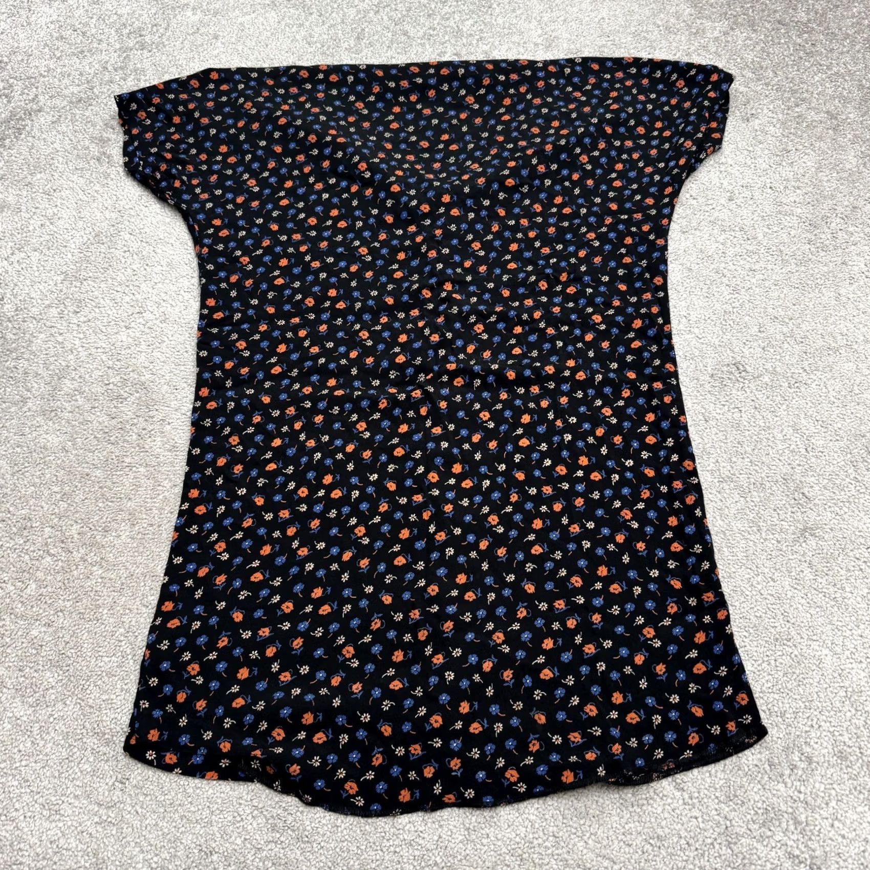 Madewell Madewell Mini Dress Womens XXS Black Floral Short Sleeve Button Down Casual Sundress Size 26" / US 2 / IT 38 - 4 Thumbnail