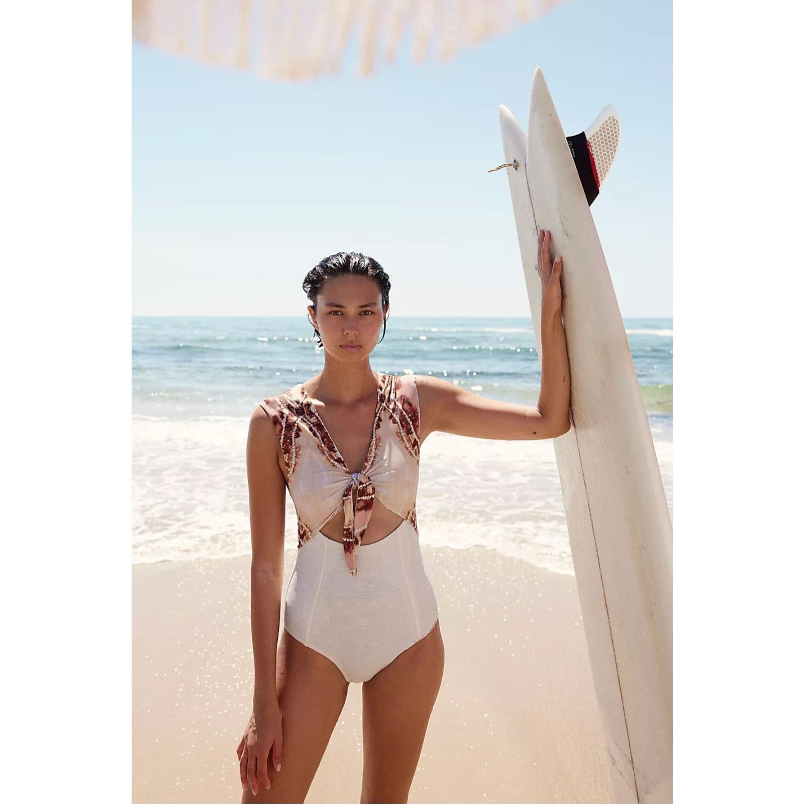 Free People New FREE PEOPLE Resin Obsidian Paisley Surf Suit $185 LARGE Size L / US 10 / IT 46 - 1 Thumbnail