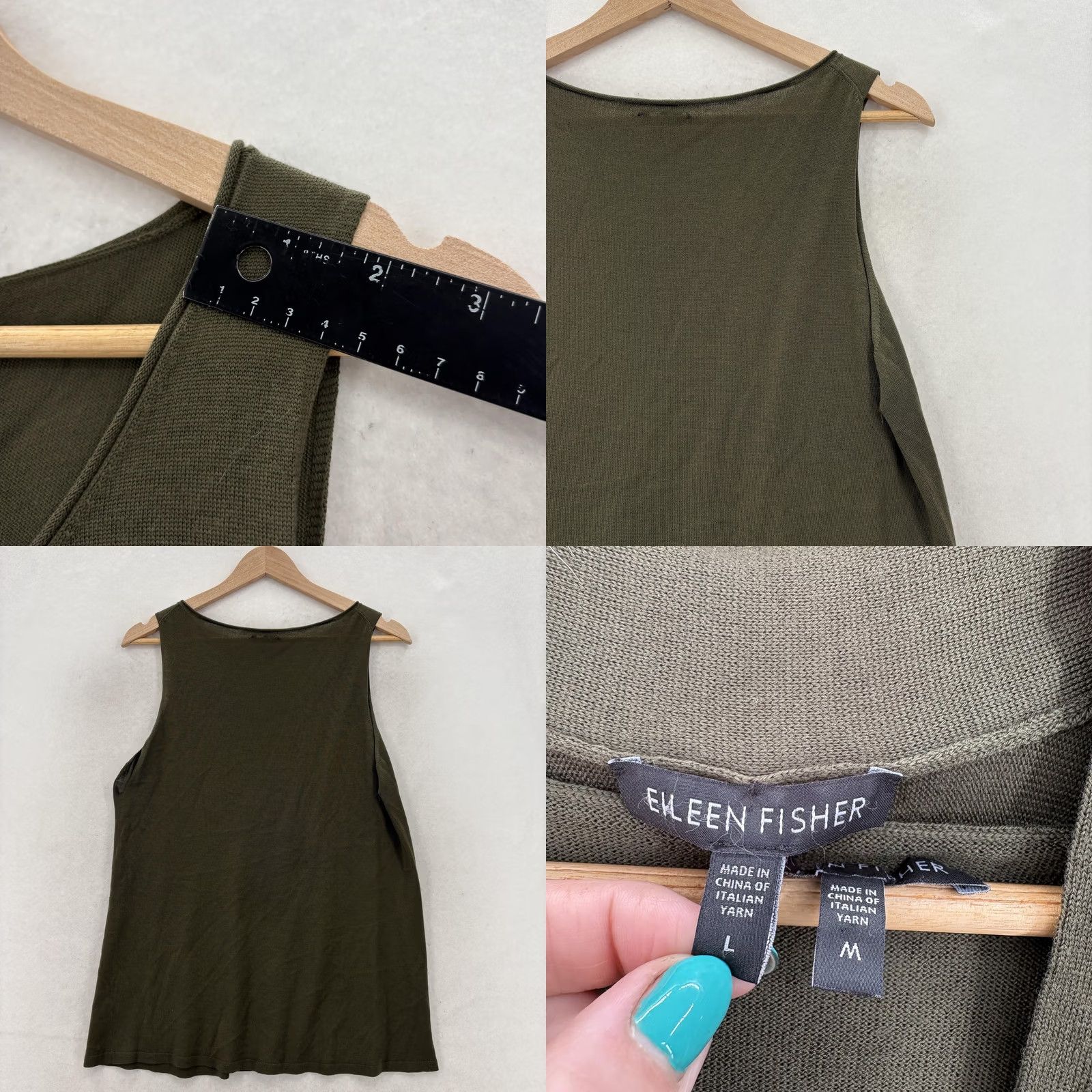 Eileen Fisher Eileen Fisher Tank Sweater Cardigan Set Womens M Green Merino Wool 2 Piece Outfit/Set Casual Knit Pull over 3/4 Sleeve Solid Vintage: No Mens/Womens Size M / US 6-8 / IT 42-44 - 8 Thumbnail
