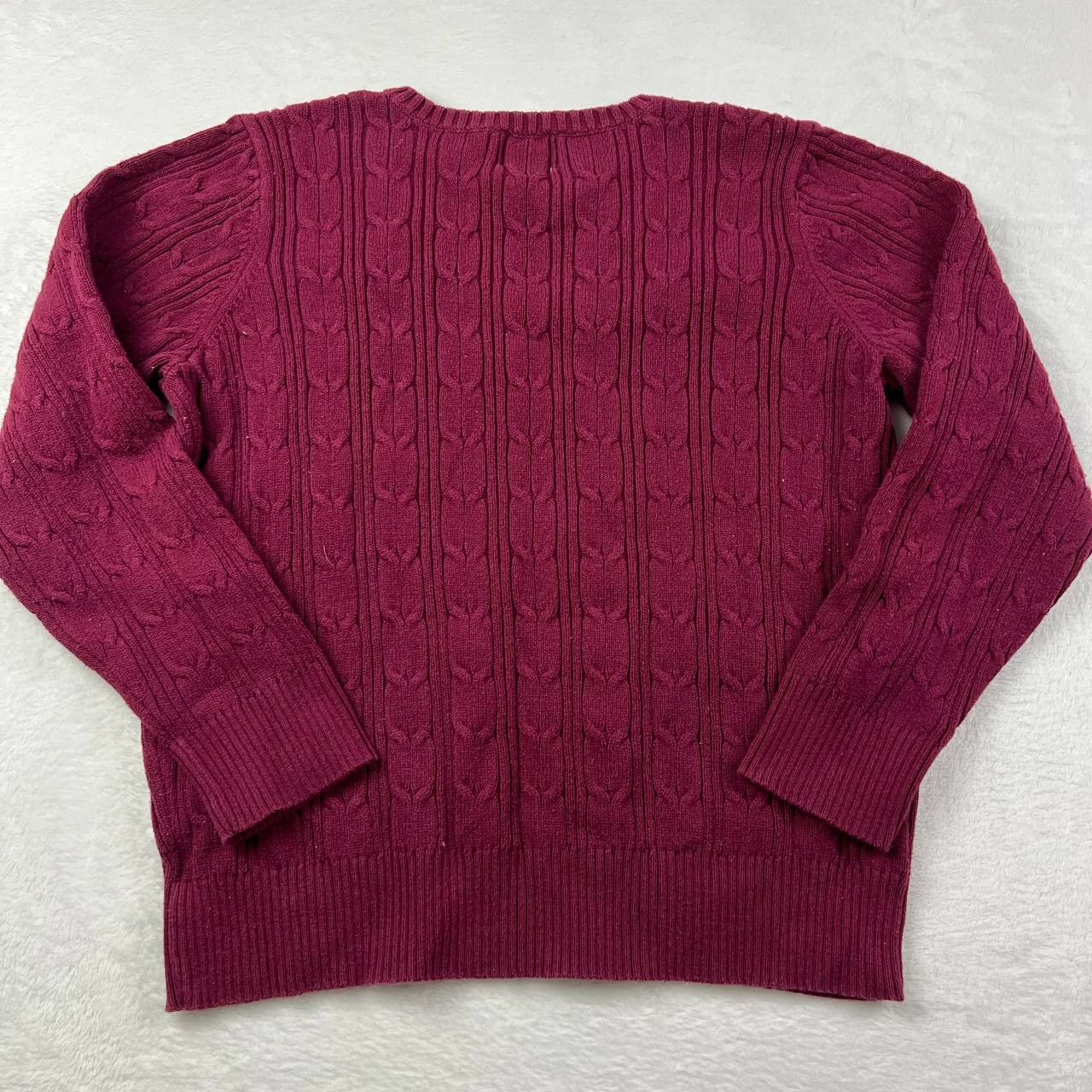 St. Johns Bay St John's Bay XL Pullover Sweater V-Neck Red Women Cotton Size XL / US 12-14 / IT 48-50 - 2 Thumbnail