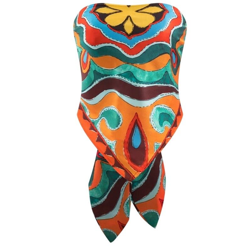 Other Commense Off Shoulder Asymmetric Print Bandana Crop Top Size M / US 6-8 / IT 42-44 - 1 Thumbnail