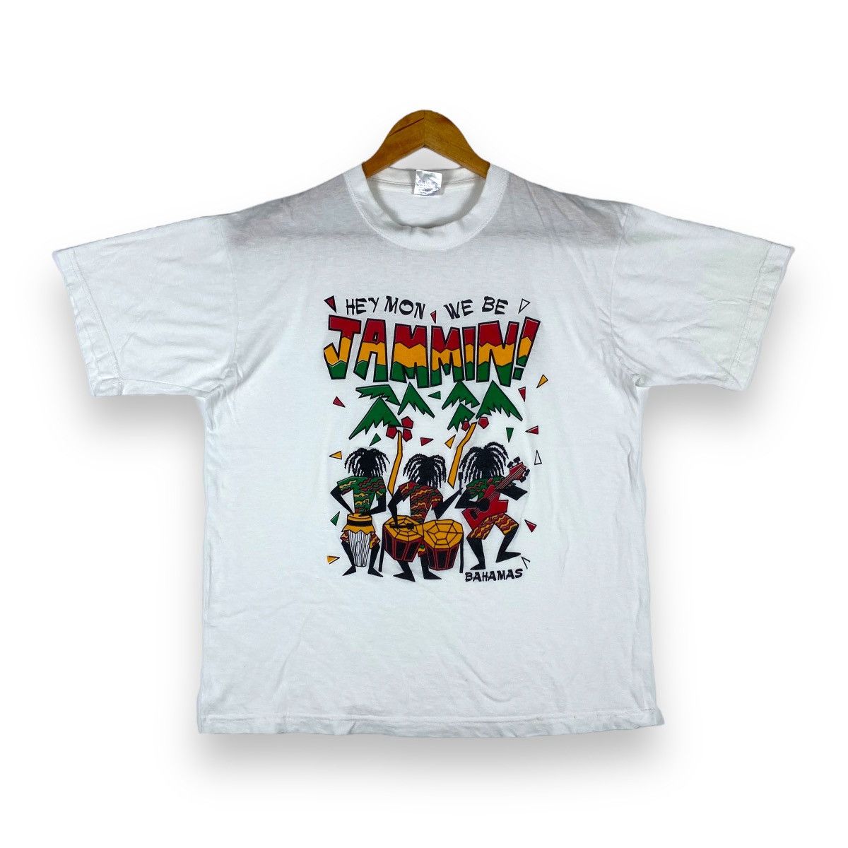 Vintage VINTAGE 90's BAHAMAS HEY MON WE BE JAMMIN! RASTA TEE Size US M / EU 48-50 / 2 - 1 Thumbnail