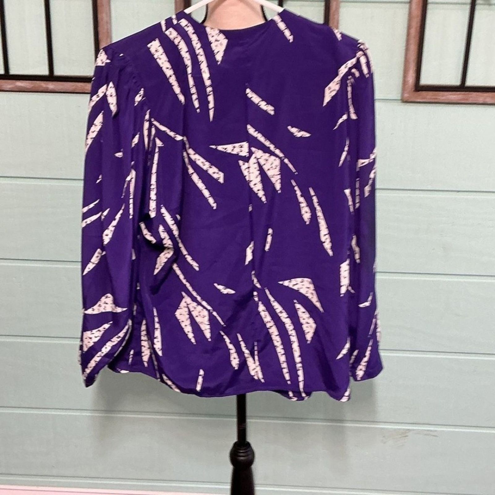 Other Vintage TESS Paris Milano Purple Abstract Blouse Career Top Size L / US 10 / IT 46 - 3 Thumbnail
