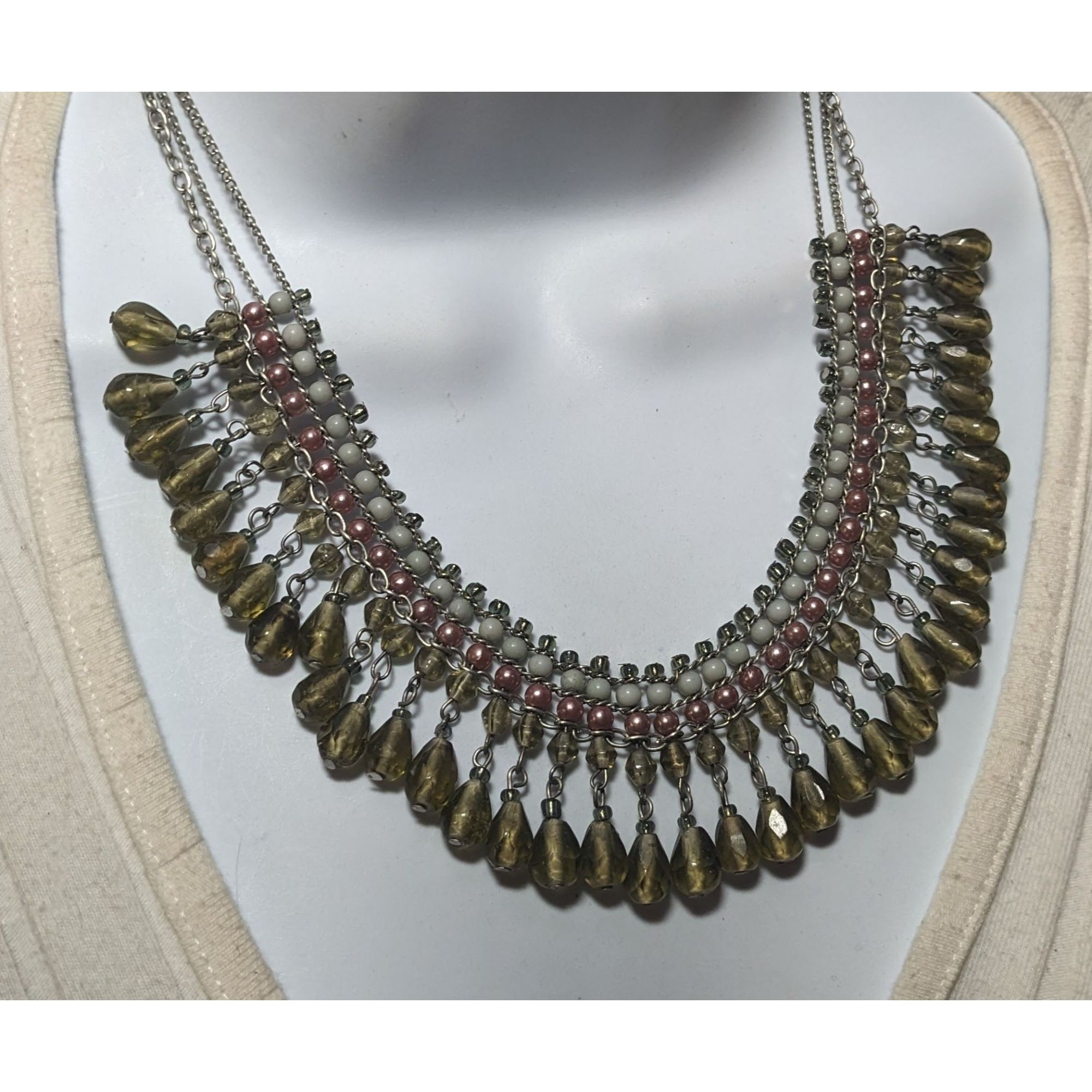 Other Handmade Vintage Bohemian Glass And Pearl Beaded Fringe Neck Size ONE SIZE - 8 Thumbnail