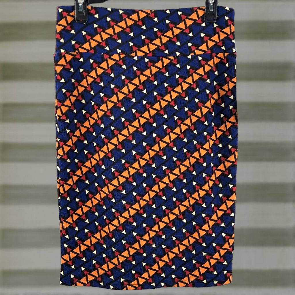 Vintage LuLaRoe Skirt S Blue/Orange Mod Geo Knee Length Vintage No, LuLaRoe Size 28" / US 6 / IT 42 - 1 Thumbnail