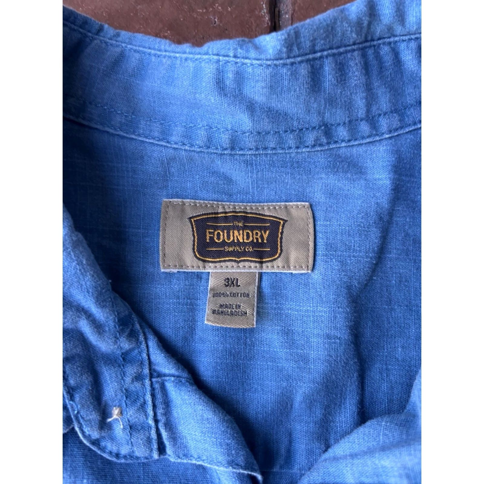 Vintage The Foundry Supply Button-Down Short Sleeve Shirt Men’s 3XL Blue Size US XXL / EU 58 / 5 - 2 Thumbnail