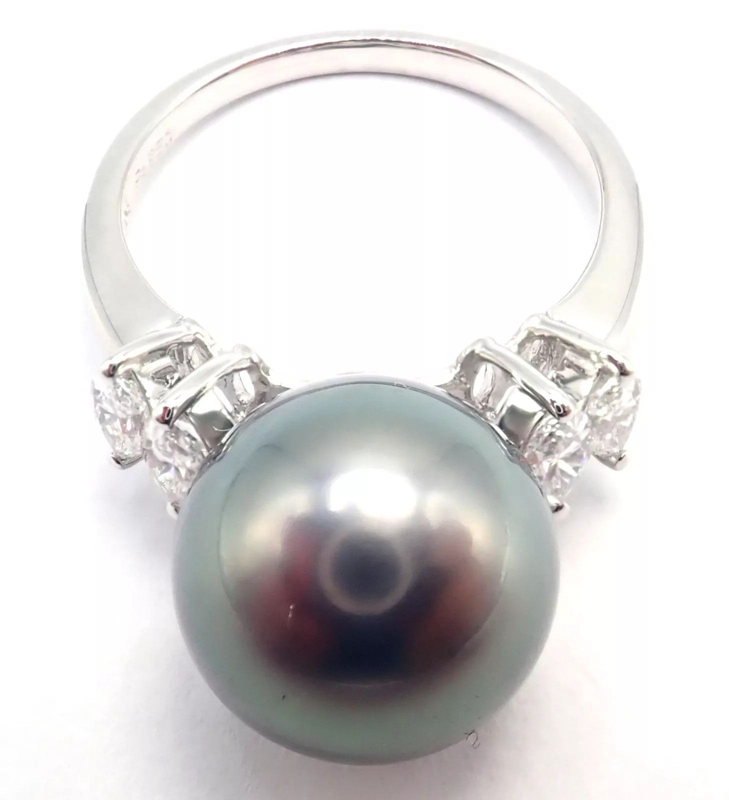 Mikimoto Authentic! Mikimoto Platinum Tahitian Pearl Diamond Ring Size ONE SIZE - 8 Thumbnail