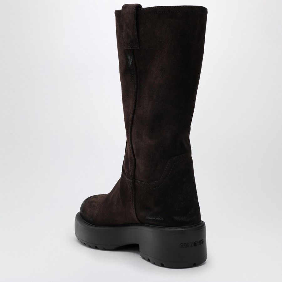 Miu Miu vo1d2blof0824 Suede Boots in Dark Brown Size US 10 / IT 40 - 4 Thumbnail