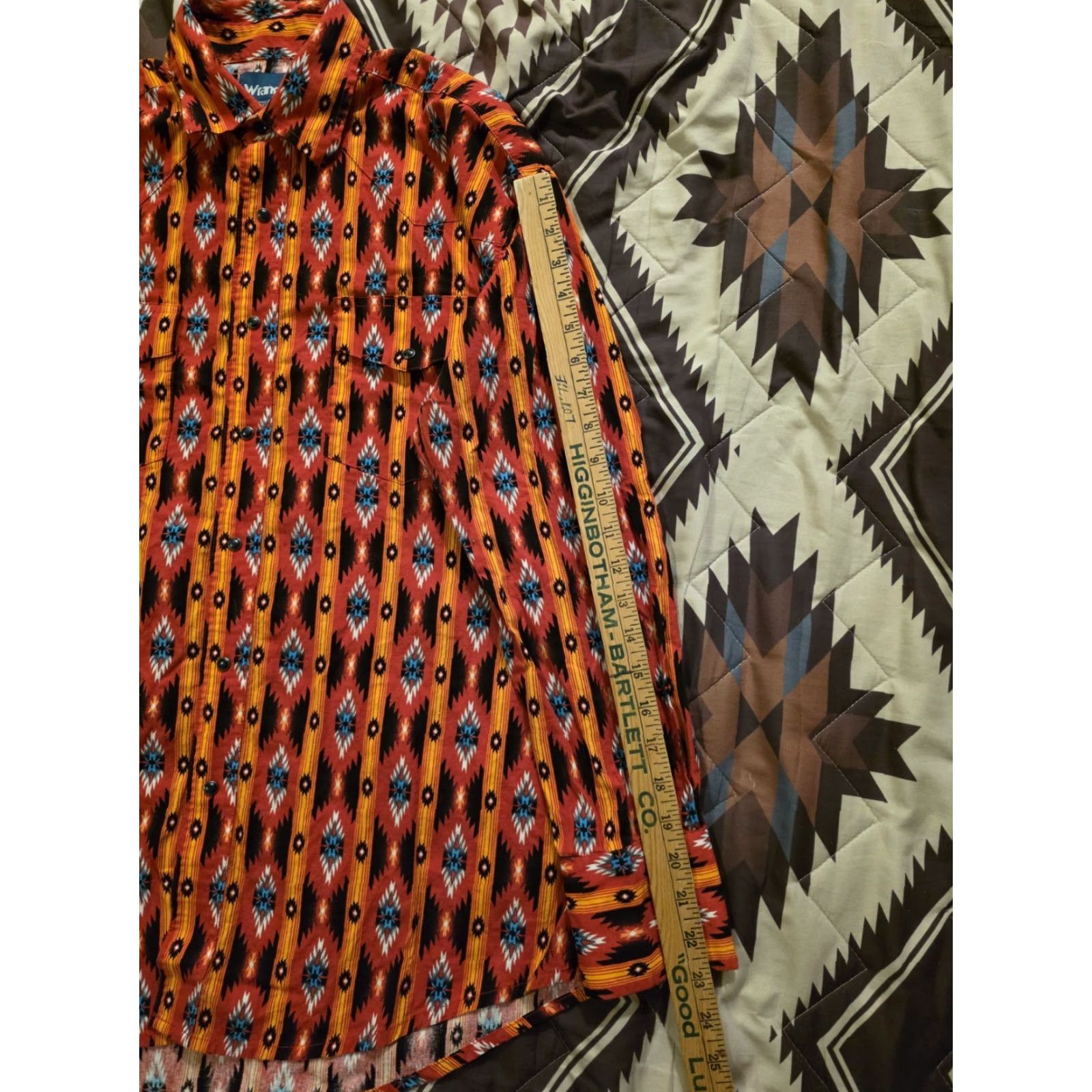 Wrangler VINTAGE Wrangler Pearl Snap Western Shirt Long Sleeve Aztec Cowboy Rodeo Mens Large Size US L / EU 52-54 / 3 - 6 Thumbnail