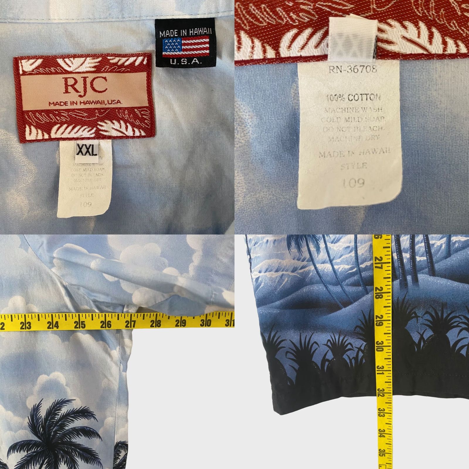 Vintage VINTAGE RJC Hawaiian Button-Up Shirt Blue Palm Trees Men's XXL Short-Sleeve Size US XXL / EU 58 / 5 - 8 Thumbnail