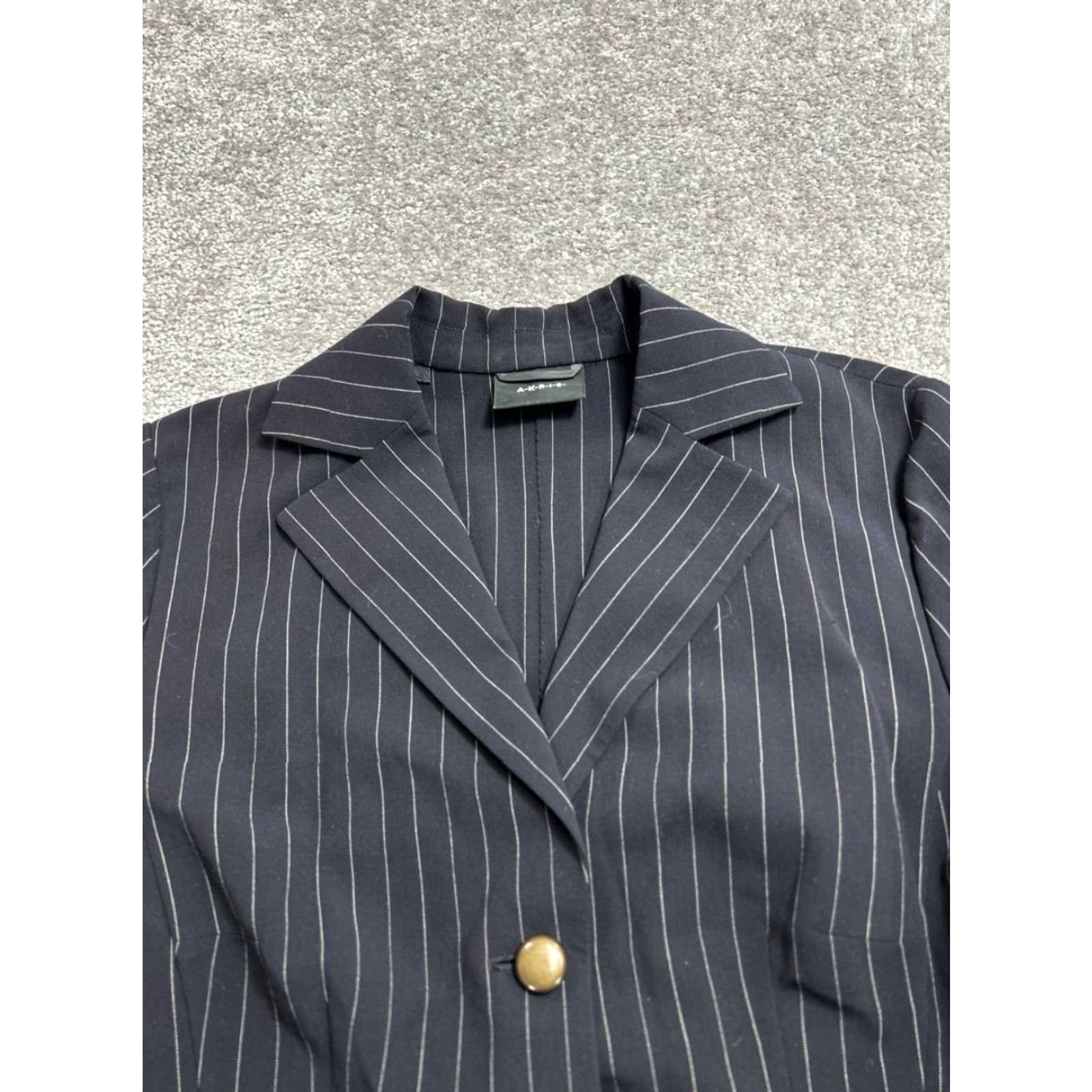 Akris Akris Blazer Jacket Womens Black 12 Striped Notch Lapel Single Breasted Wool Casual Business Jacket Mens? Size XL / US 12-14 / IT 48-50 - 3 Thumbnail