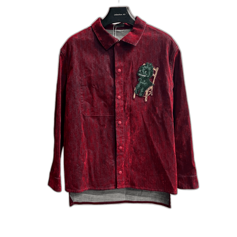 Dior Red Cartoon Pattern Long Sleeve Shirt-2506