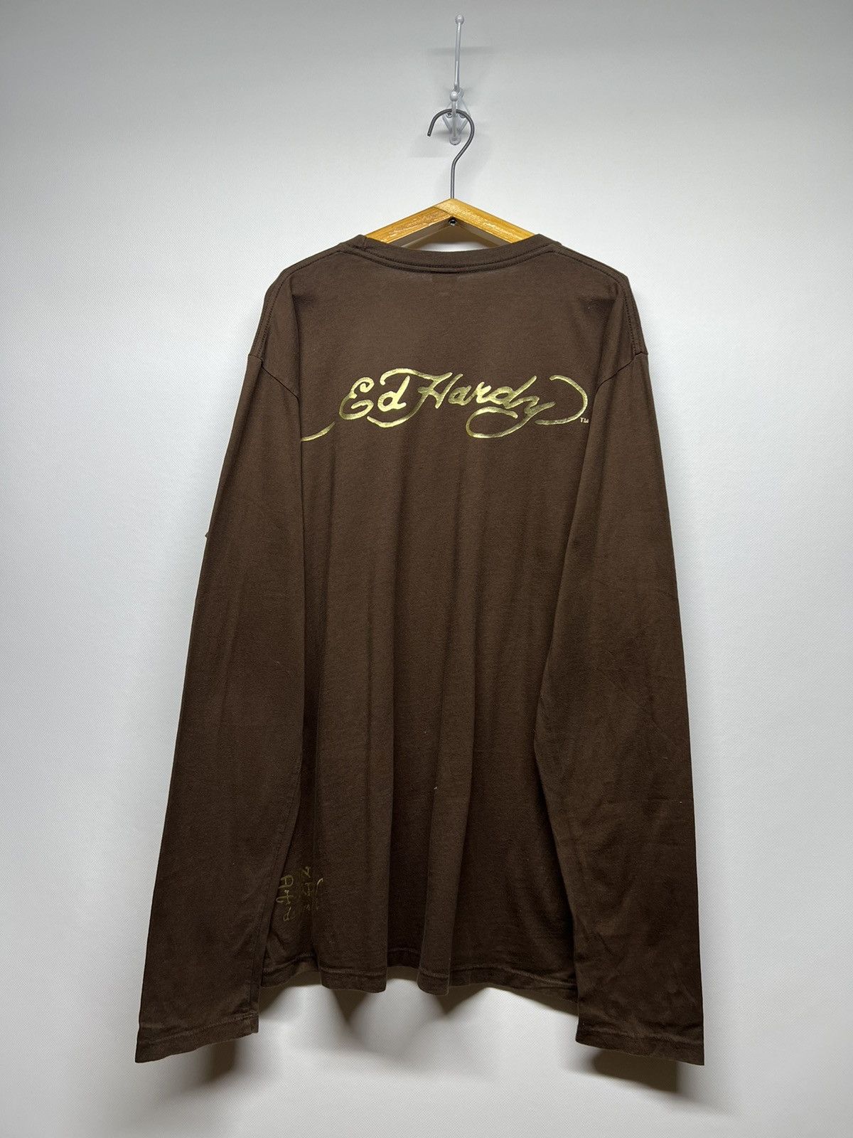 Ed Hardy Vintage Y2k Ed Hardy Brown 🤎 Skull☠️ Crazy Long Sleeve 00’s Size US L / EU 52-54 / 3 - 4 Thumbnail