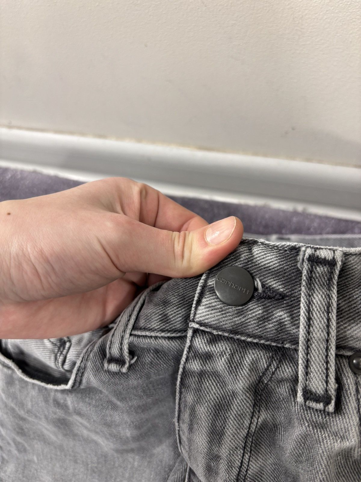 Carhartt Carhartt WIP Vicious Men’s Slim Straight Grey Pants Jeans Size US 31 - 7 Thumbnail