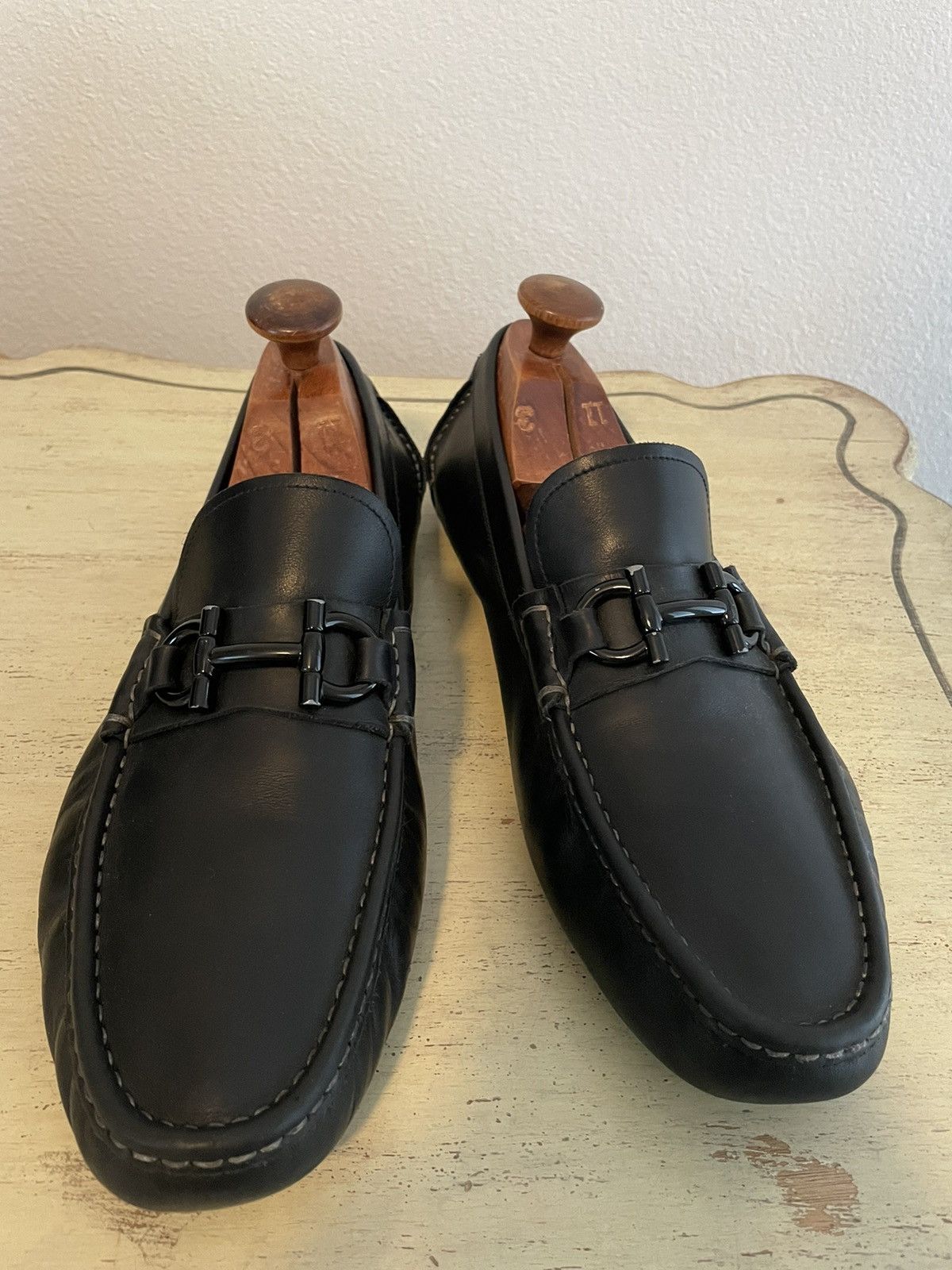 Salvatore Ferragamo Parigi Gancini Leather Drivers Size US 12 / EU 45 - 1 Thumbnail