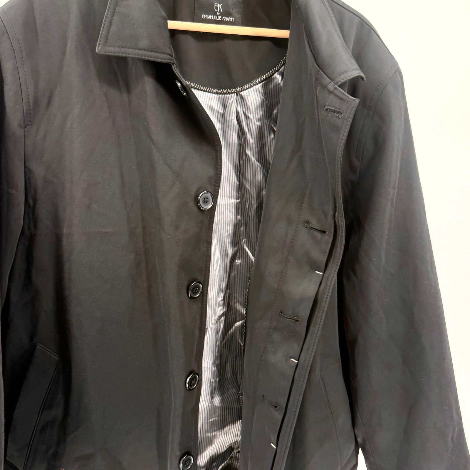 Emmanuelle Khanh Noir Cotton Blend Minimalist City Chic Raincoat Trench Coat Size US XXL / EU 58 / 5 - 4 Thumbnail