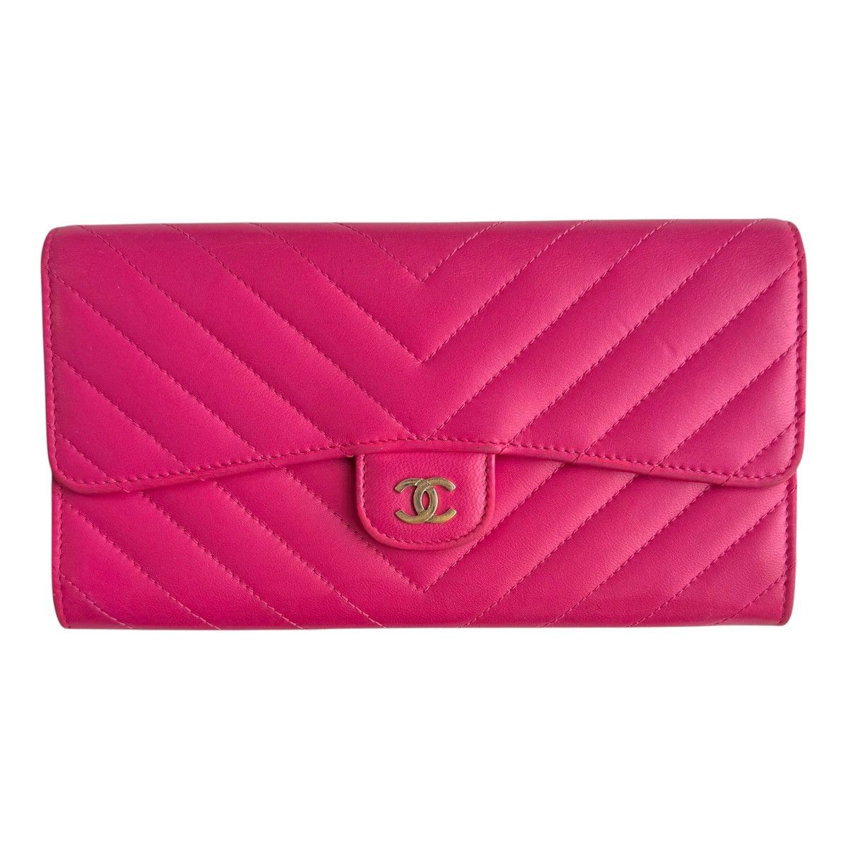 Chanel Chanel CC Chevron Stitch Leather Long Wallet Size ONE SIZE - 1 Thumbnail