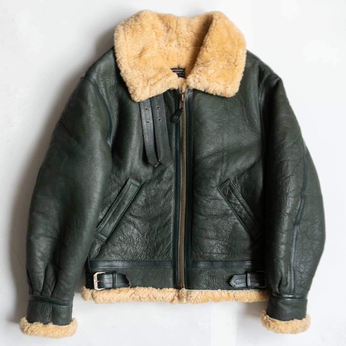 Vintage OCTOPUS ARMY B-3 Shearling Bomber Jacket Green Size 40 Size US XXS / EU 40 - 1 Thumbnail