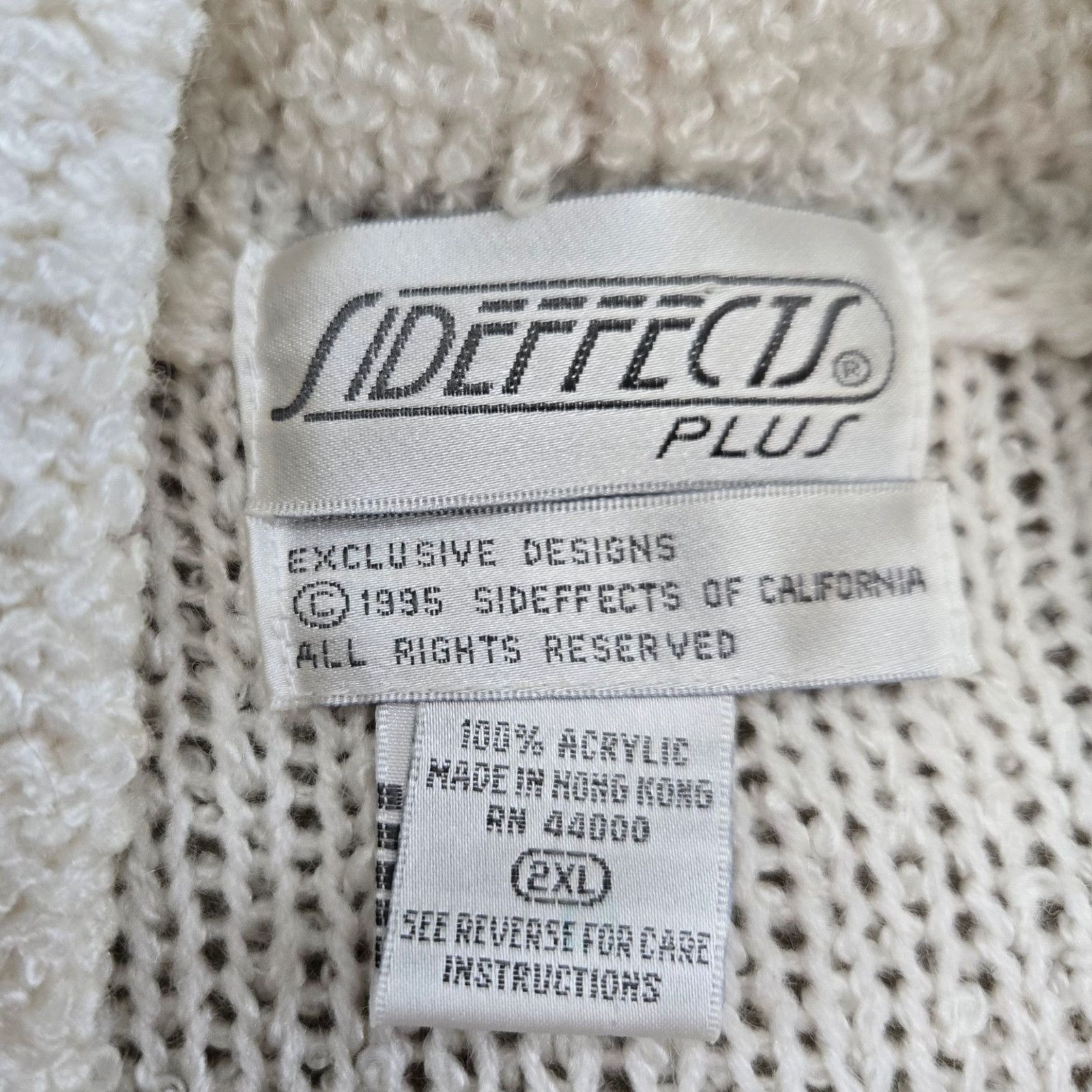Vintage 90s White Ivory Textured Knit Open Front Cardigan Size 2XL Size XXL / US 16-18 / IT 52-54 - 5 Thumbnail