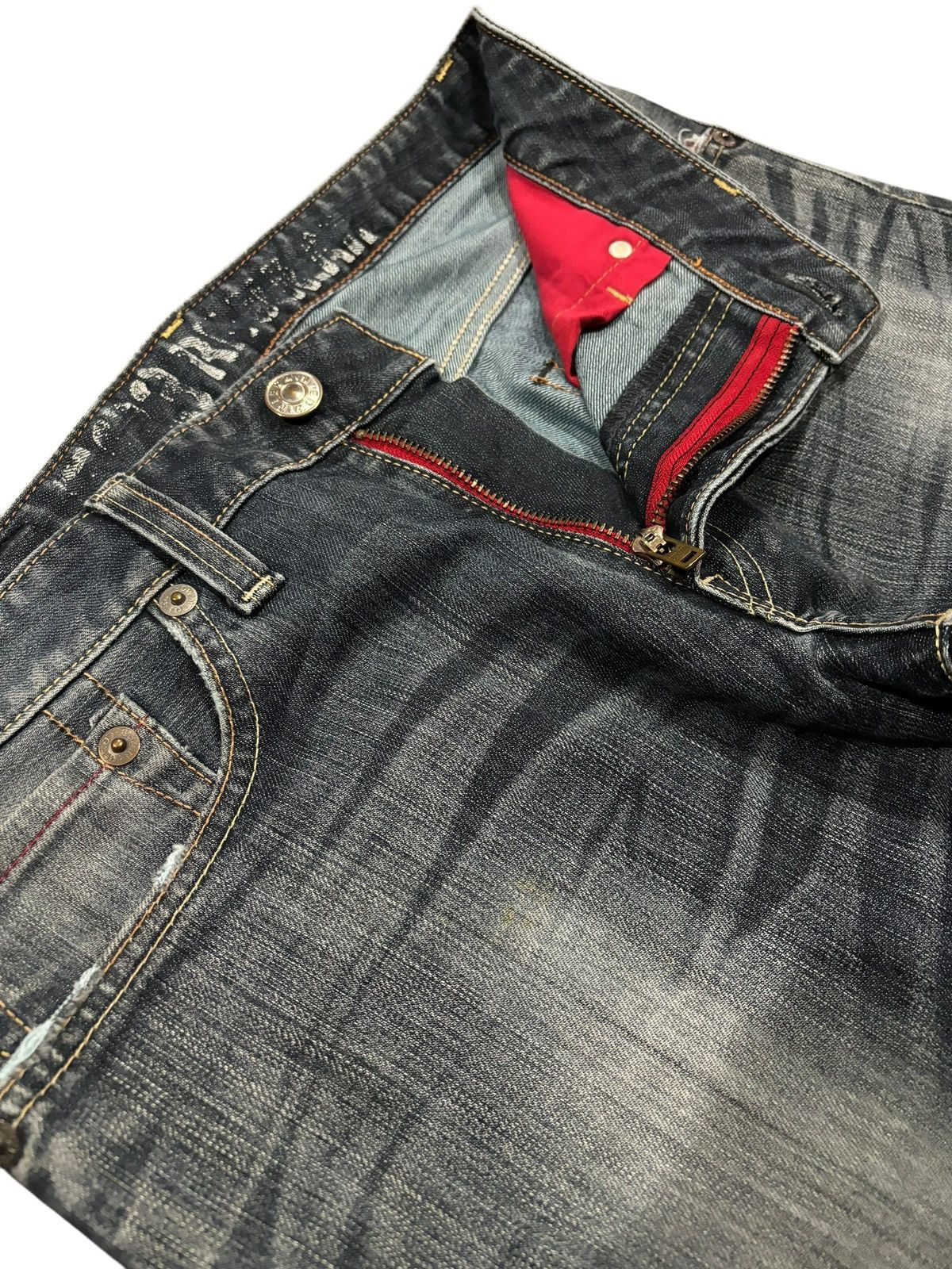 Edwin × Japanese Brand Vintage Y2k Edwin 503 Blue Trip Faded Straight Cut Jeans Size US 34 / EU 50 - 4 Thumbnail