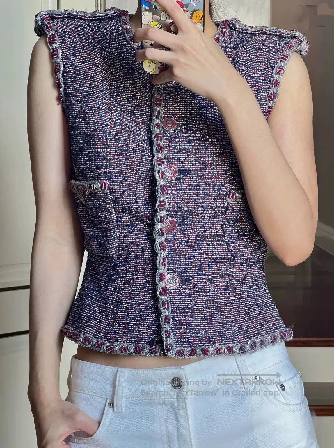 Chanel Chanel 16P Purple Tweed Vest. Size XXS / US 00 / IT 34 - 1 Thumbnail