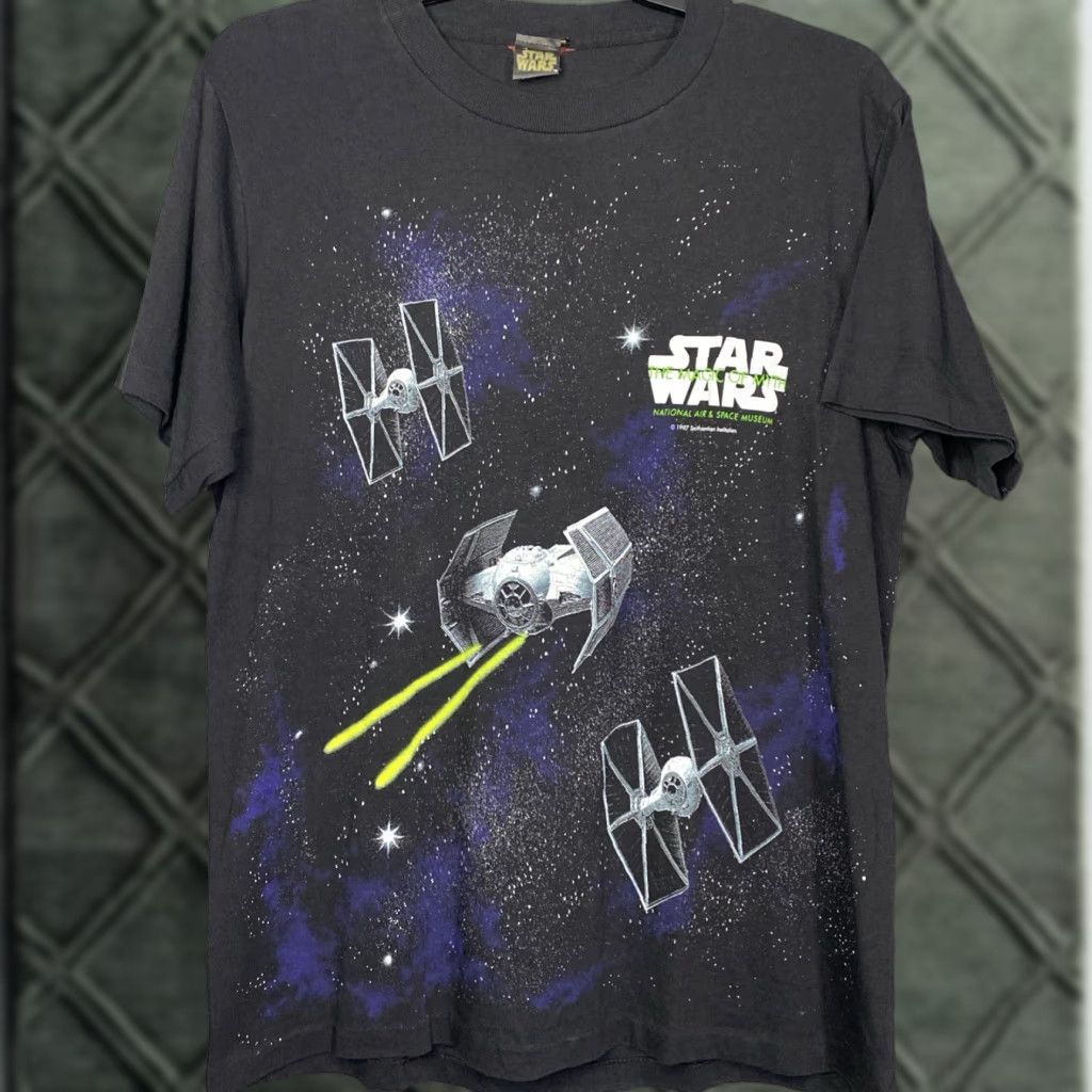 Star Wars VINTAGE Star Wars Death Star T Shirt Single Stitch USA Made L 90s Smithsonian Shirt Mens Black Cotton Short Sleeve Crew Neck 1990s Size US L / EU 52-54 / 3 - 1 Thumbnail