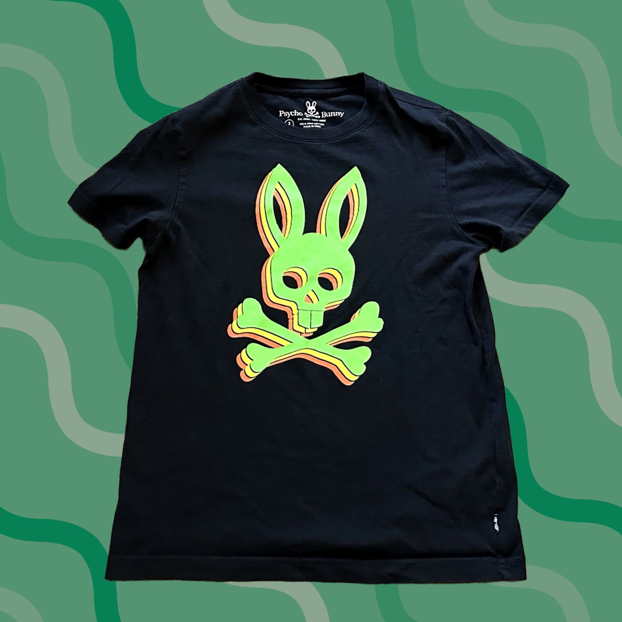 Psycho Bunny Psycho Bunny Shirt Men M Medium Graphic Print Black Crew Neck Short Sleeve Cotton Knit Logo Preppy All Seasons Seasonal T-Shirt Size US M / EU 48-50 / 2 - 1 Thumbnail