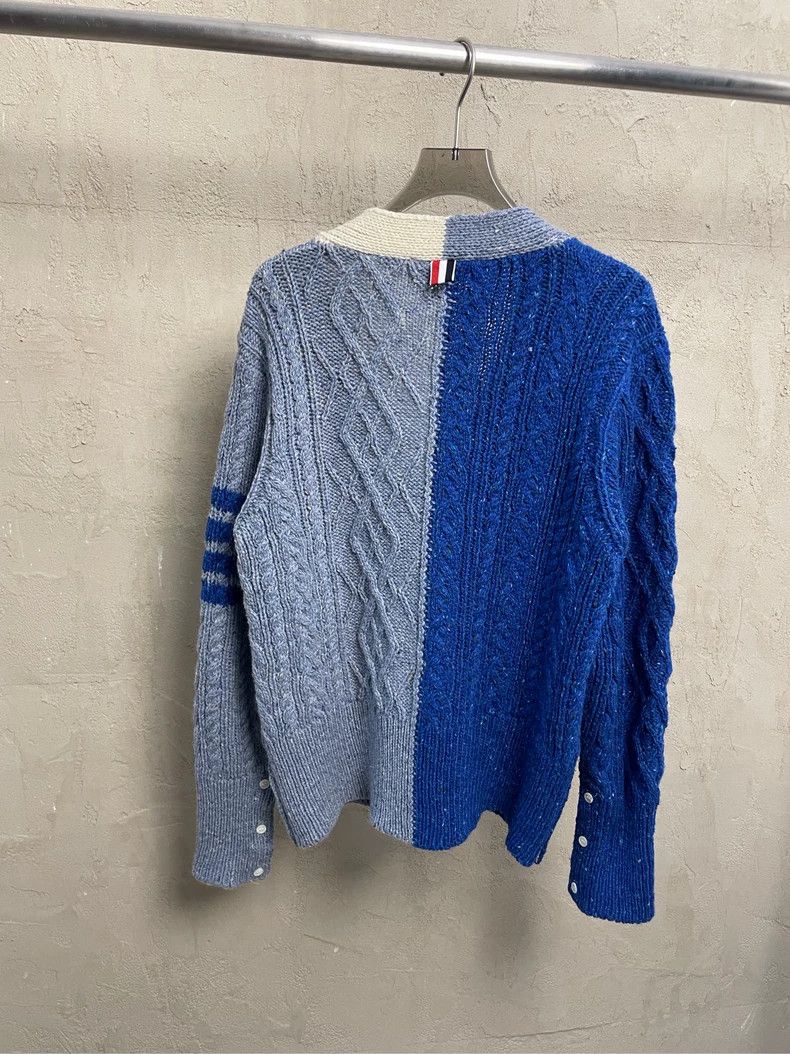 Thom Browne Thom browne Blue color block four-striped wool cardigan jac Size US M / EU 48-50 / 2 - 2 Thumbnail