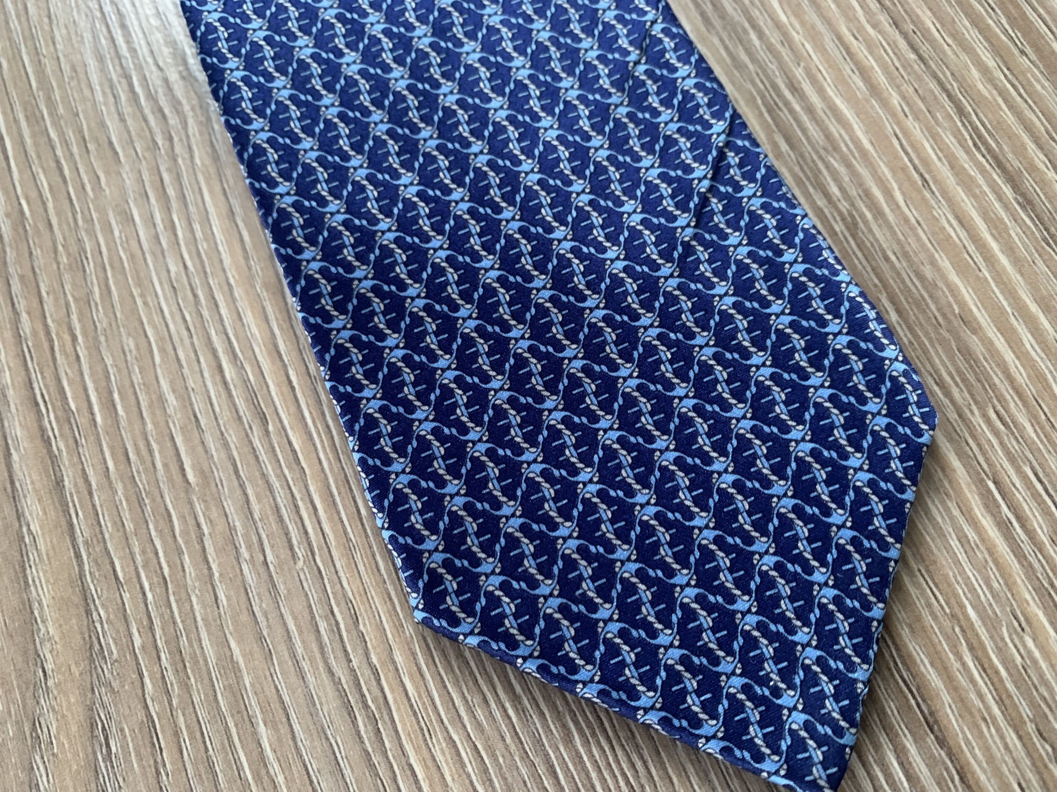 Lanvin Lanvin Paris Vintage Blue Patterned Silk Tie Size ONE SIZE - 4 Thumbnail