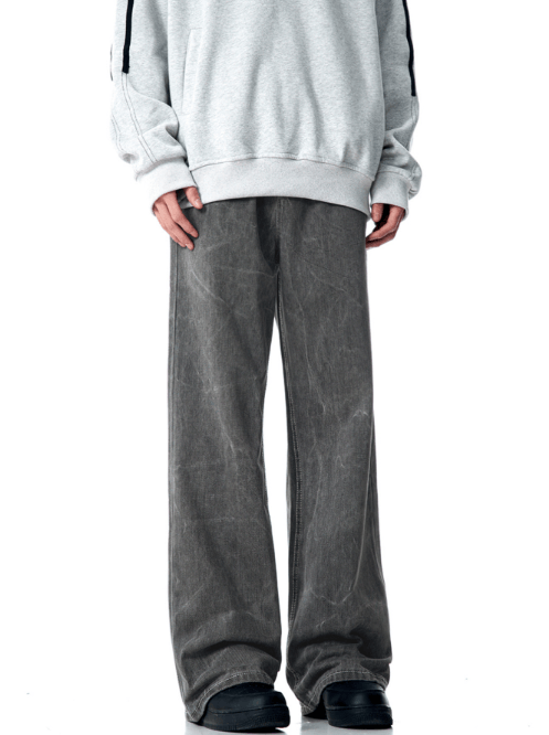 Japanese Brand × Jean American washed grey lightning pattern distressed jeans Size US 32 / EU 48 - 2 Thumbnail