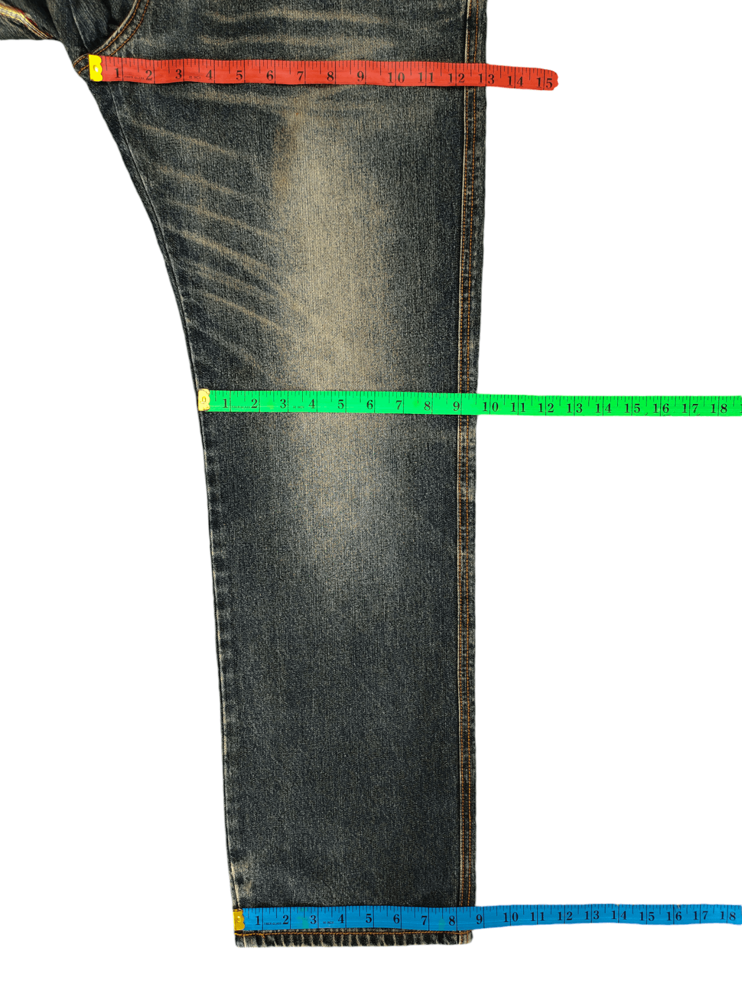 Comme des Garcons × Undercover Amore Puro Double Waist Clawmark Faded Jeans Undercover Ppfm Size US 35 - 11 Thumbnail