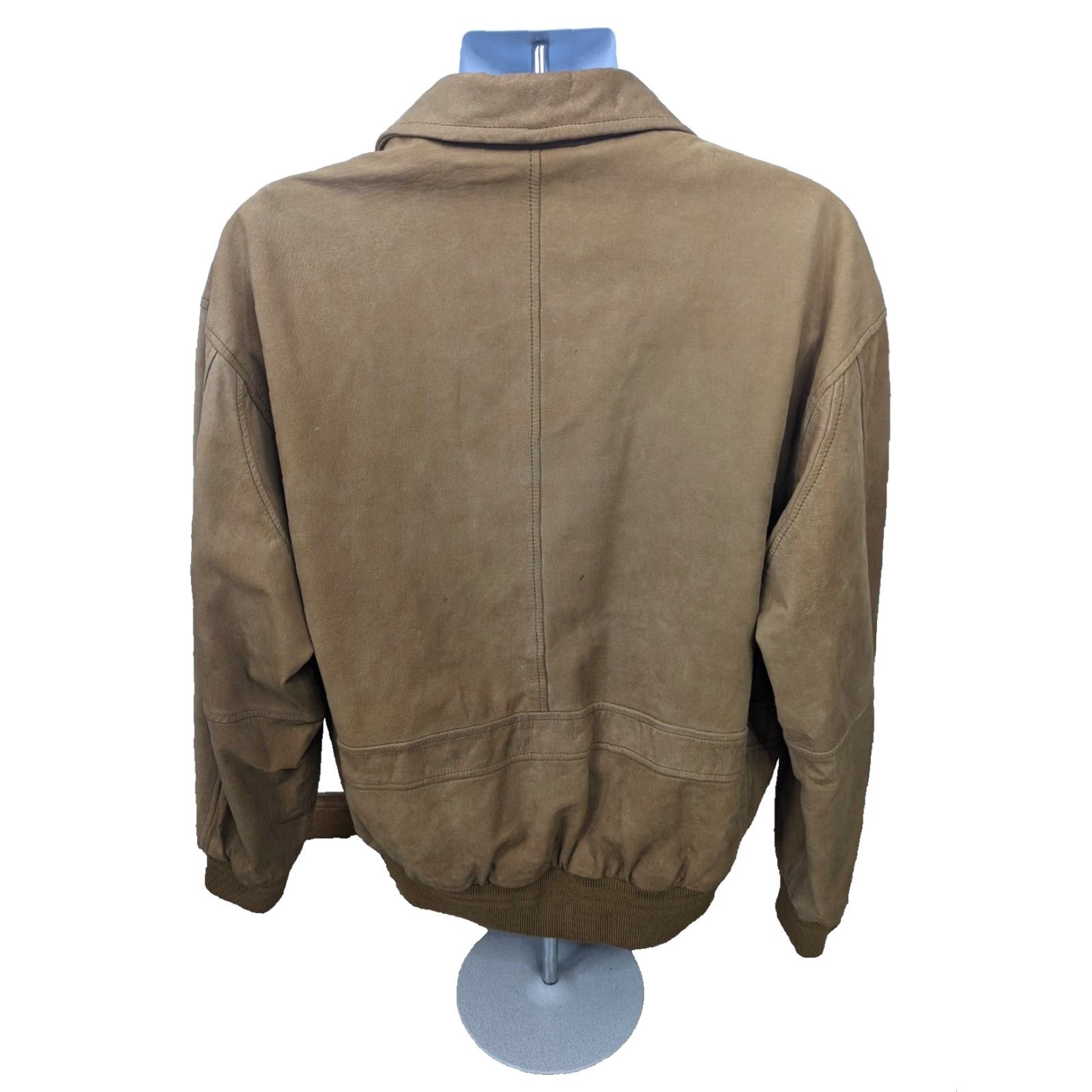 Vintage VINTAGE 90s Mens Large Suede Leather Bomber Jacket Aviator Brown Flight Biker Jacket Size US L / EU 52-54 / 3 - 3 Thumbnail