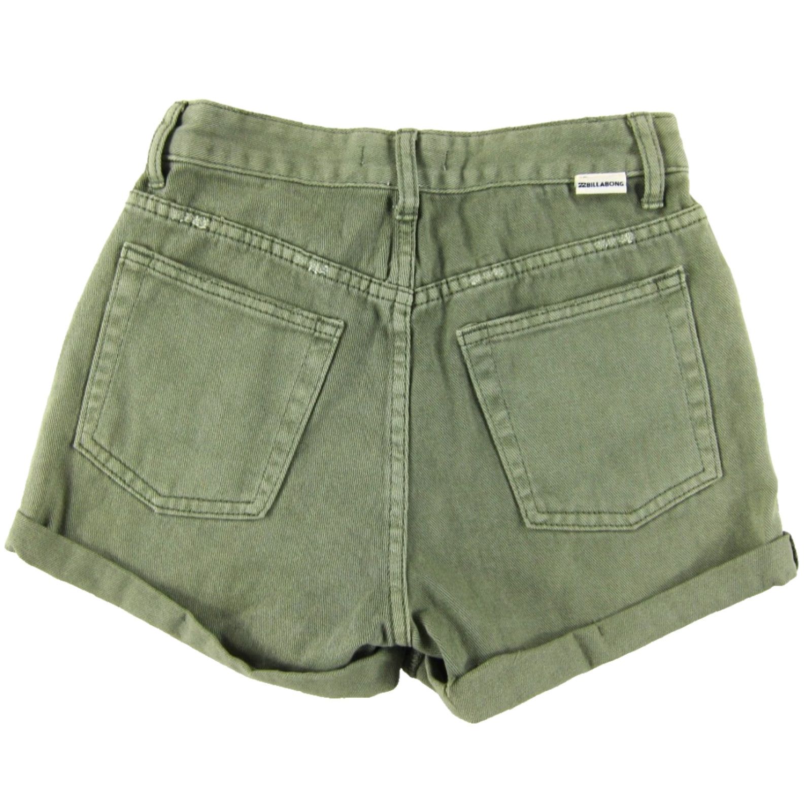 Billabong Billabong Shorts Women 25 Green Cotton Denim Pocket High Rise Rolled Jean 90s Size 42" / US 20 - 2 Thumbnail