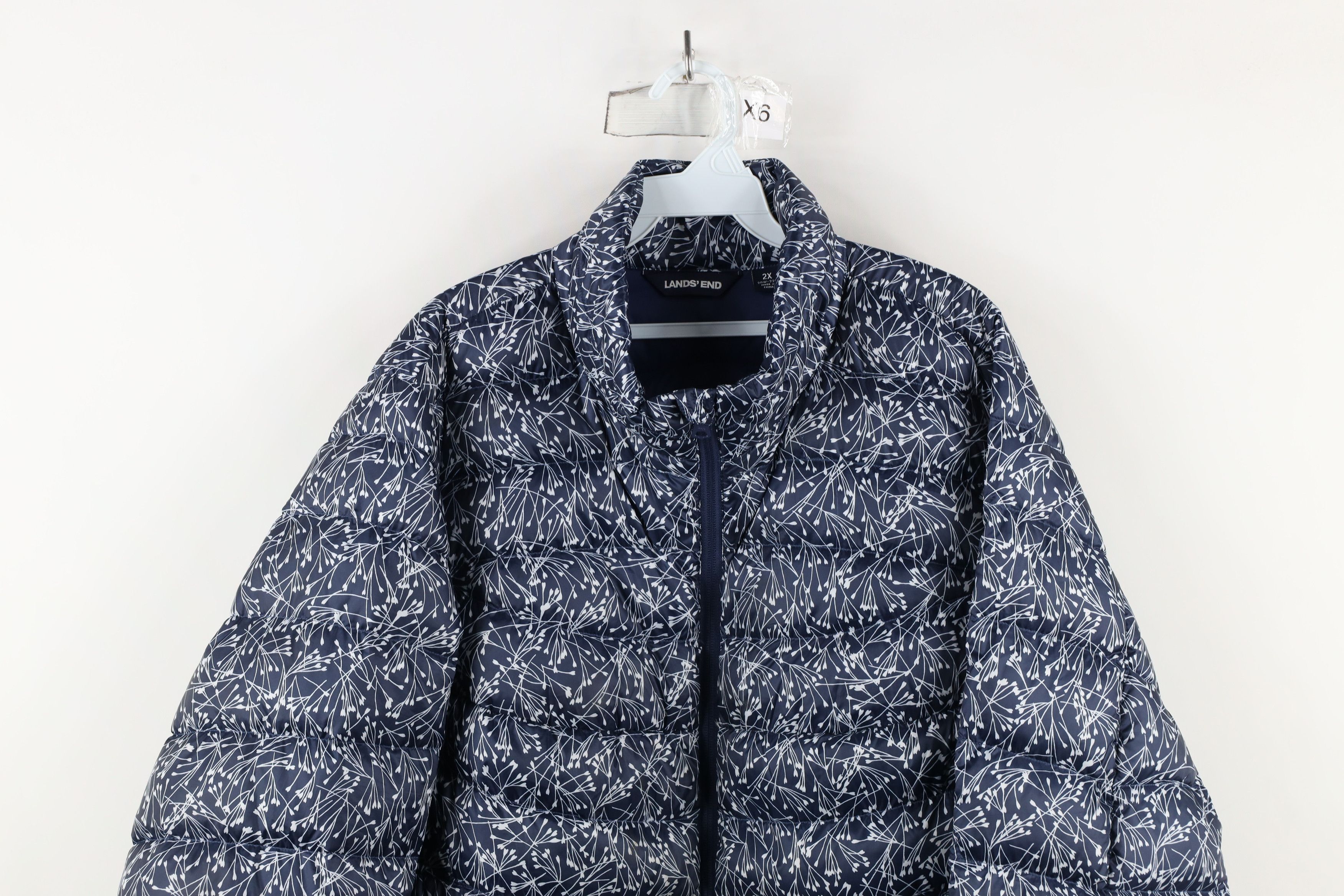 Lands' End × Vintage Lands End Down Insulated Flower Full Zip Puffer Jacket Blue Size XXL / US 16-18 / IT 52-54 - 2 Thumbnail