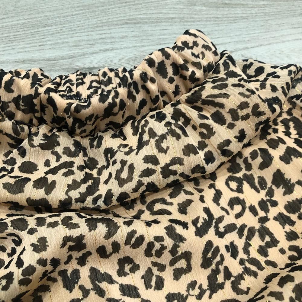 Designer Leopard Print Gathered Flowing Mini Skirt Size 28" / US 6 / IT 42 - 3 Thumbnail