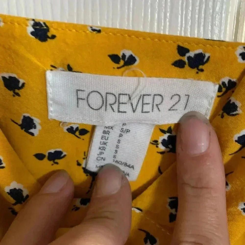 Forever 21 Forever 21 Floral Yellow Mini Dress Size S / US 4 / IT 40 - 3 Thumbnail