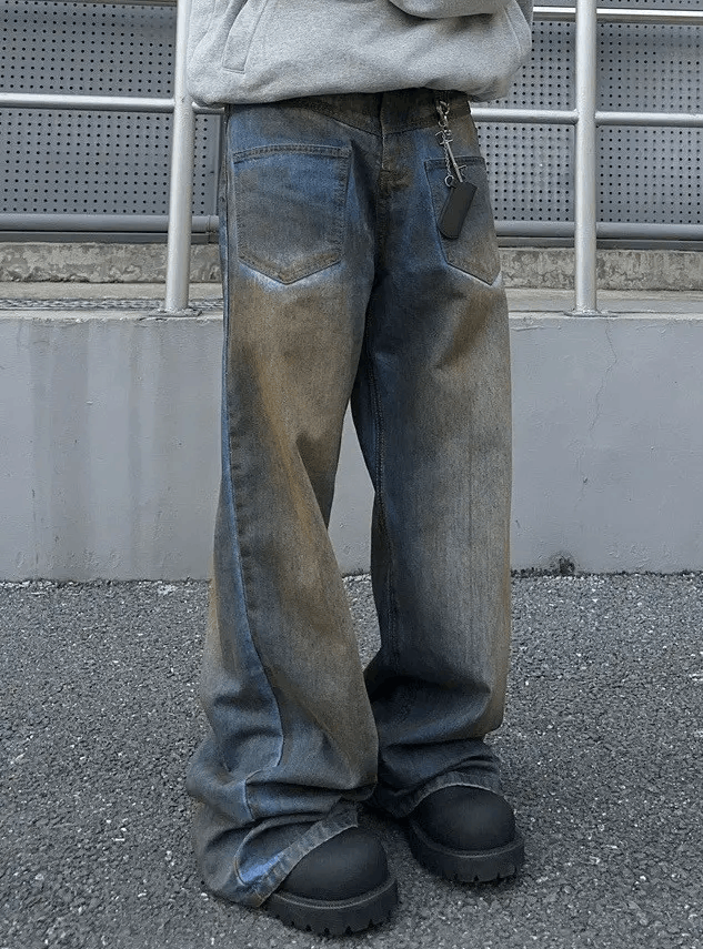 Japanese Brand × Vintage Avant garde reverse front dirty mud dyed jeans pants Size US 34 / EU 50 - 3 Thumbnail