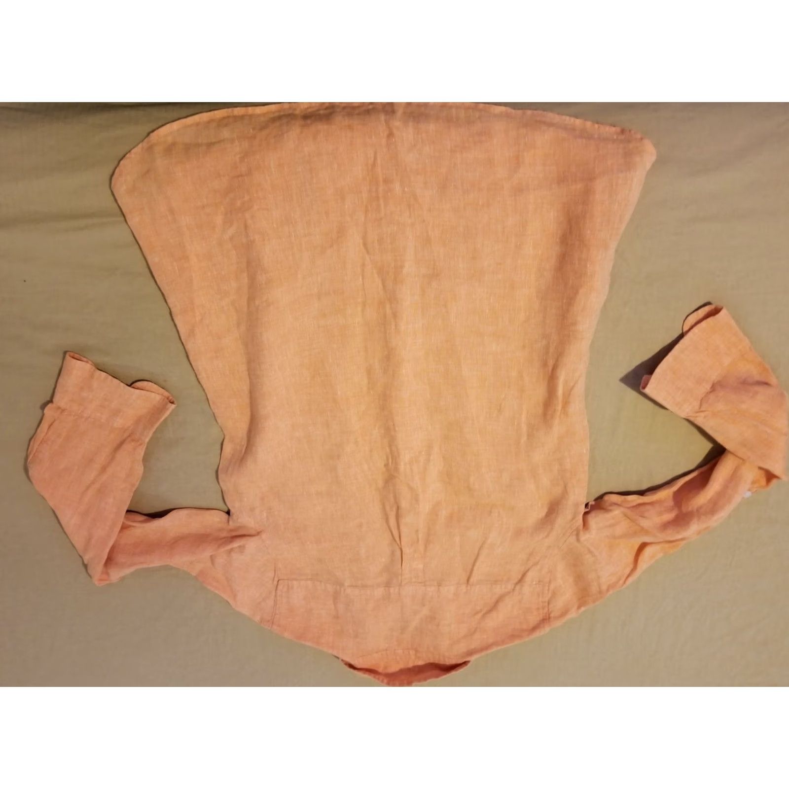 Talbots Womens Orange Linen Shirt Blouse S Small Long Sleeve Talbots Size S / US 4 / IT 40 - 5 Thumbnail