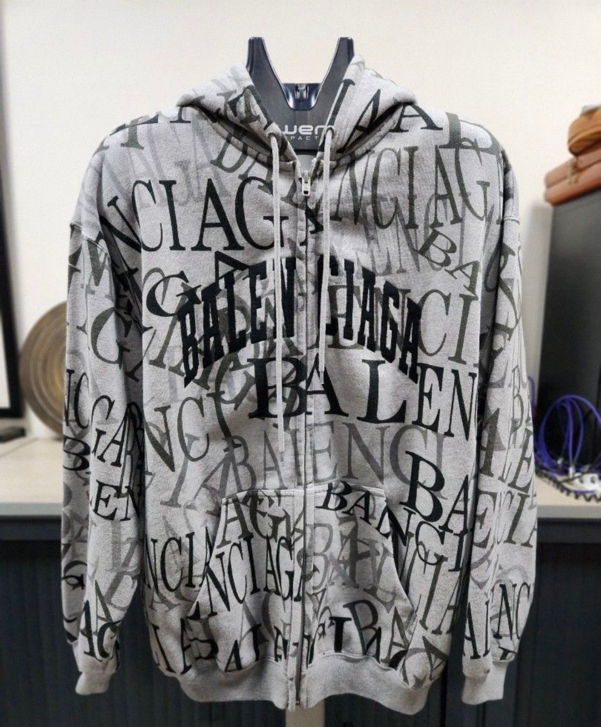 Pre-owned Balenciaga Oversized Zip Up Hoodie - Size S In Grey
