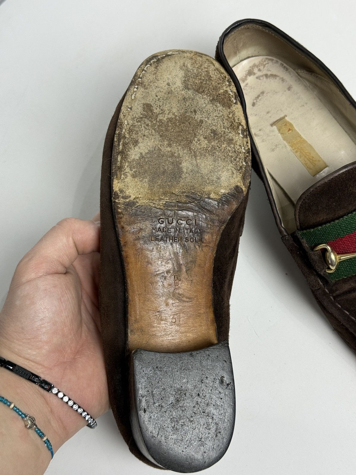 Gucci Vintage 80s rare Gucci brown suede loafers with horsebit Size US 7 / IT 37 - 6 Thumbnail