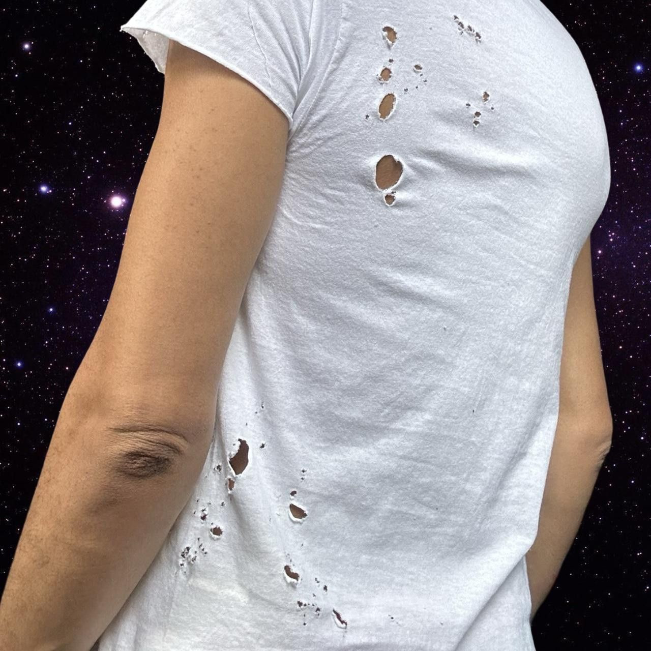 Hanes ASTROBOI* x Hanes White Ripped Grunge T-shirt - Medium Size US M / EU 48-50 / 2 - 4 Thumbnail