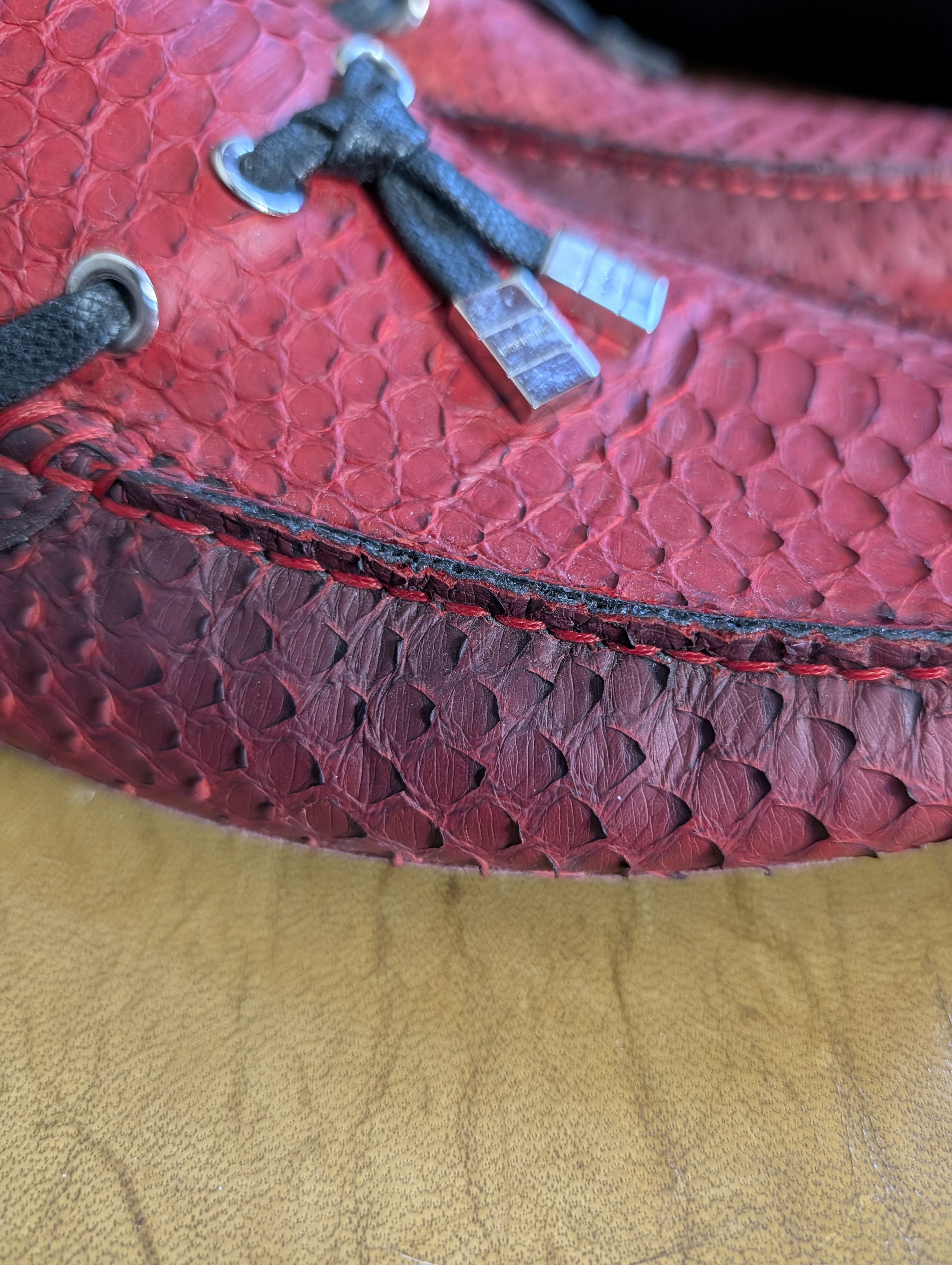 Dior KVA Genuine Python Snakeskin Red Driving Loafers 41 Size US 8 / EU 41 - 3 Thumbnail