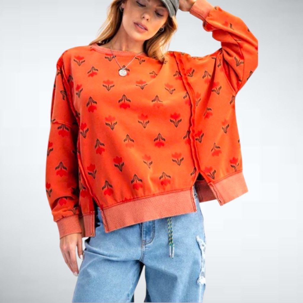 Other Easel Vintage Floral Print Sweatshirt in Boho Red Size S Size S / US 4 / IT 40 - 1 Thumbnail