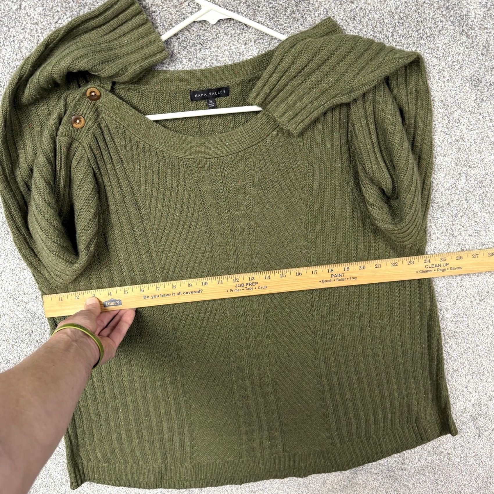 Vintage VINTAGE Napa Valley Womens 2X Plus Green Cable Knit Sweater Boat Neck Pullover Cozy Fall Layering Women’s 2X Green Cable Knit Pullover Size XXL / US 16-18 / IT 52-54 - 4 Thumbnail