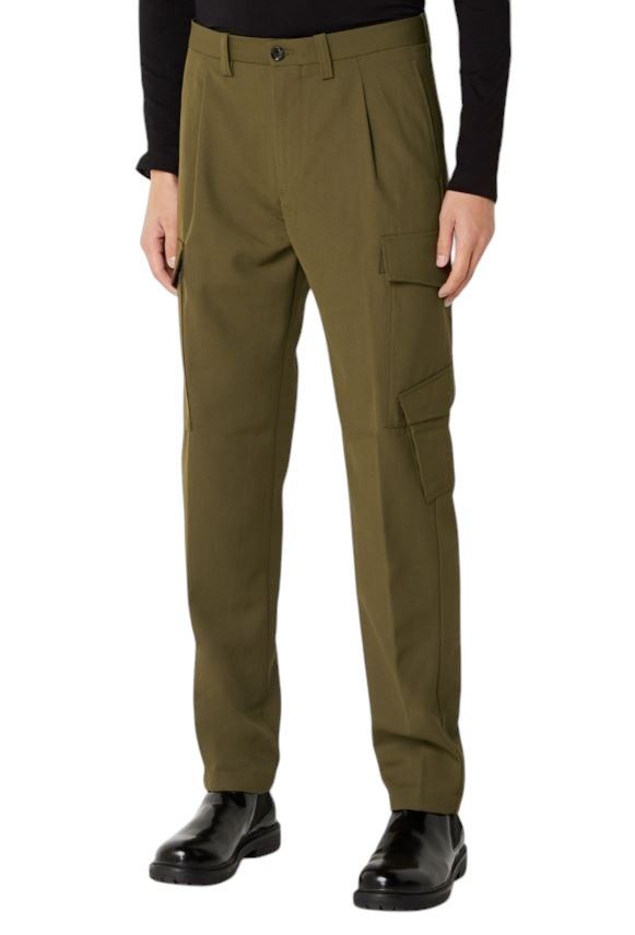 Diesel P-RHEE-NW W33 Green Wool Blend Pleated Zip Cargo 85380 Size US 33 - 1 Thumbnail